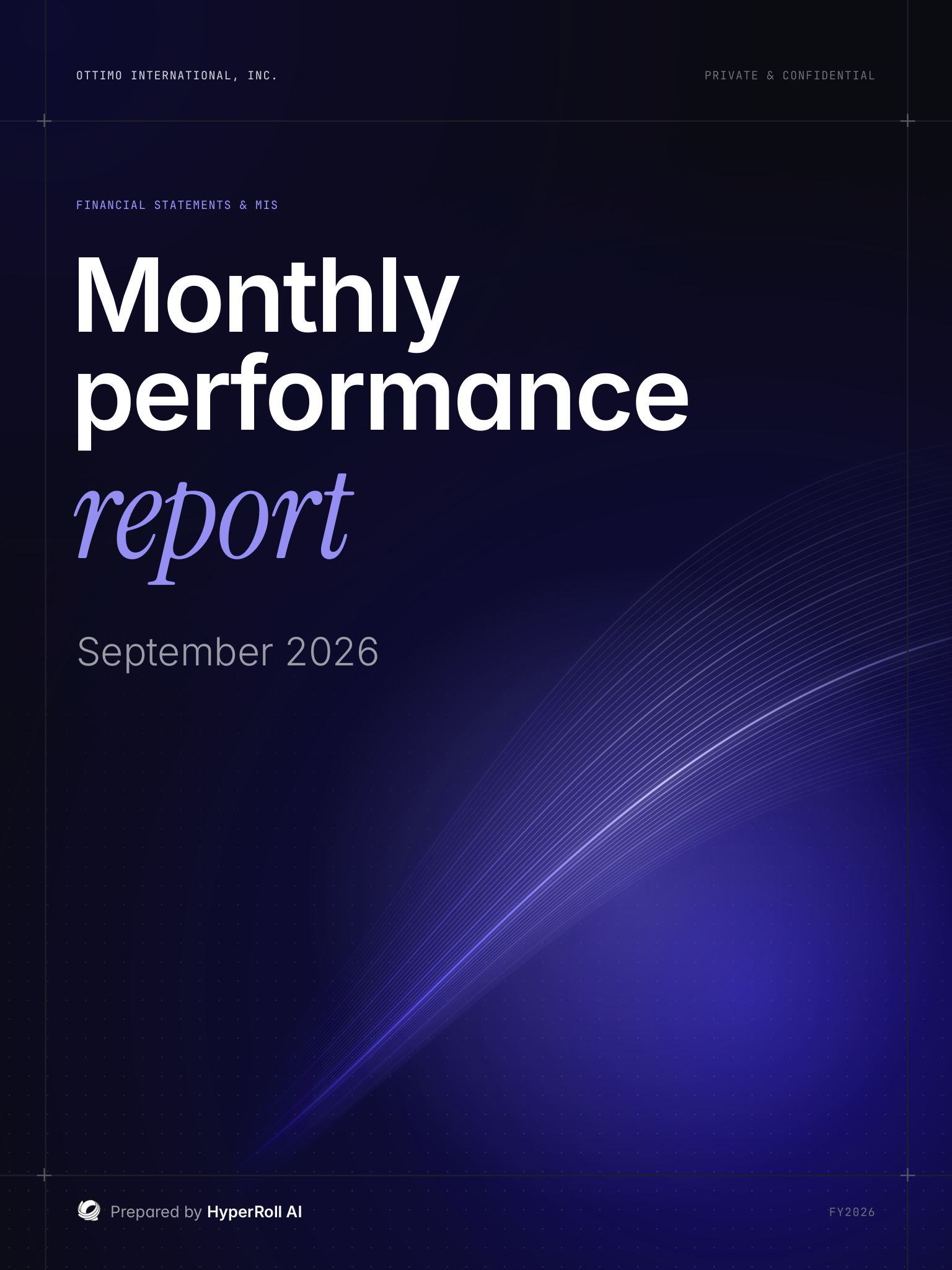 Sample monthly MIS report cover prepared by HyperRoll AI